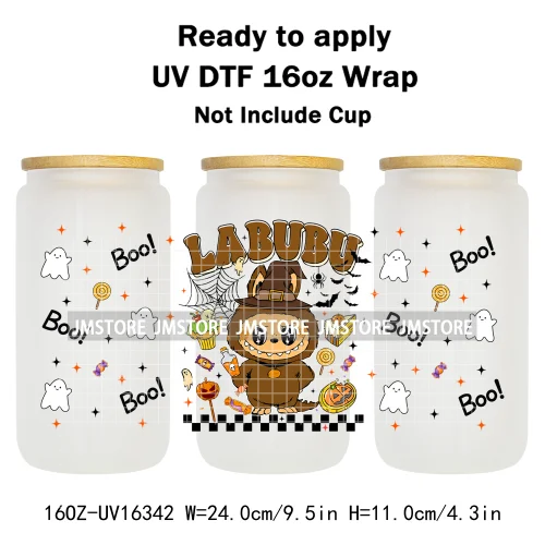 Spooky Doll Monster Characters UV DTF Stickers Fall Pumpkin Halloween Ready to Transfer Cup Wrap For Libbey Can Glass Tumblers