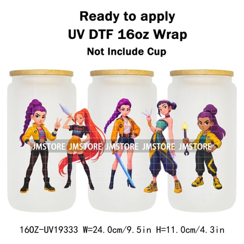 Demon Hunter Merch Derpy Tiger 16OZ UV DTF Cup Wraps Ready To Apply Waterproof Transfer Stickers For Libbey Glass Can Kpop Girls