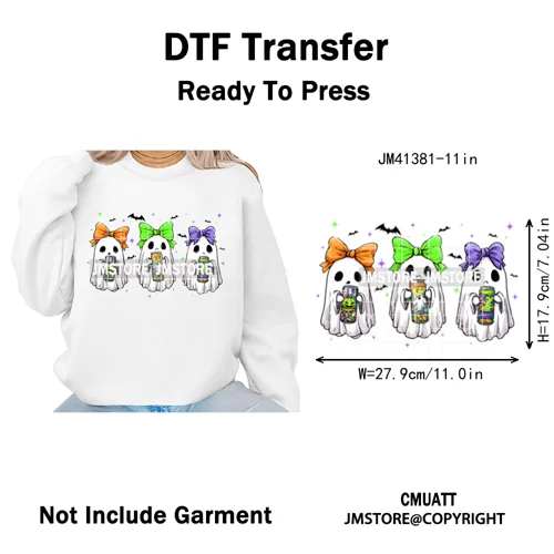Cute Soda Can Energy Drink Boo Ghost Coquette Spooky Halloween Iron on DTF Washable Transfer Sticker Ready to Press for Clothing
