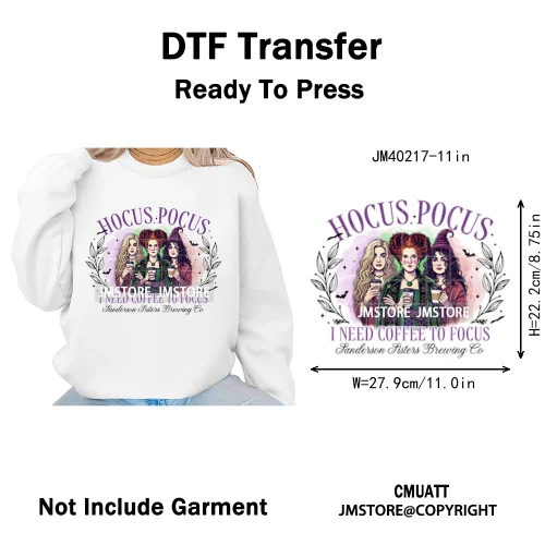 Horror Halloween Movie Witches Social Club Thug Life Coquette Iron on DTF Washable Transfers Stickers Ready to Press for Textile