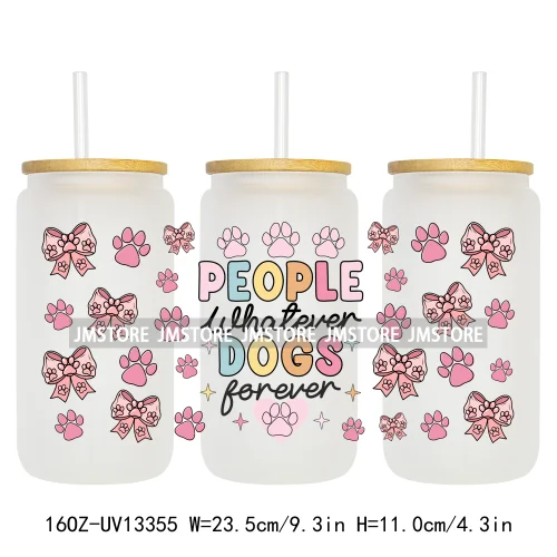 Pet Puppy Dog Paws Flowers Cat Mom Dogs Mama 16OZ UV Cup Wrap DTF Transfer Stickers Waterproof For Libbey Glass Can Cups Tumbler