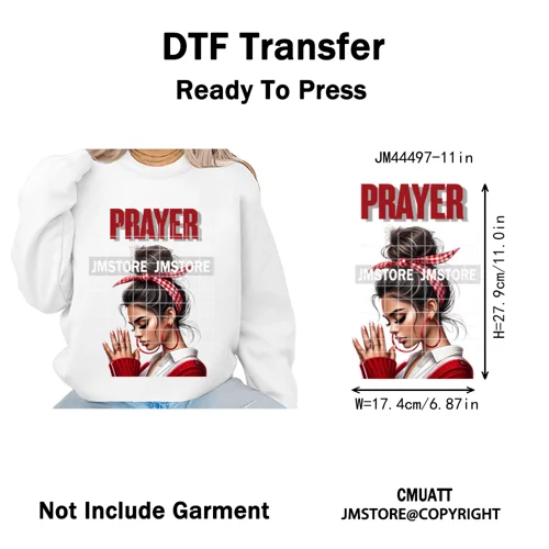 Afro Girls Prayer Jesus Faith Love Magic Christian Women Iron on Washable DTF Heat Transfers Stickers Ready to Press for Clothes