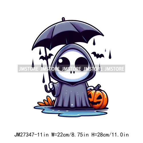 Cute Flower Ghost Bat Hey Boo Double Trouble Spooky Halloween Designs DTF Iron On Transfer Stickers Ready To Press For Clothing