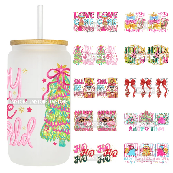 Holly Jolly Christmas Jesus Christian UV DTF Stickers Ready To Apply Cup Wrap Custom Labels DIY Craft For Libbey Glass Can Mugs