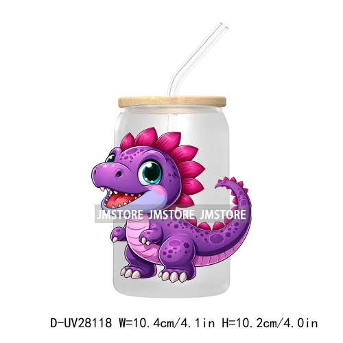 Cute Baby Dinosaur Kids Gift UV DTF Transfer Stickers Decals For Libbey Cold Cups Mugs Tumbler Waterproof Craft Cartoon Animals