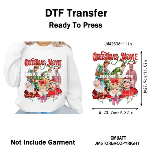 Holly Jolly Cute Cartoon Character Christmas Santa Tis The Season Iron on DTF Heat Transfers Stickers Ready to Press for Garment