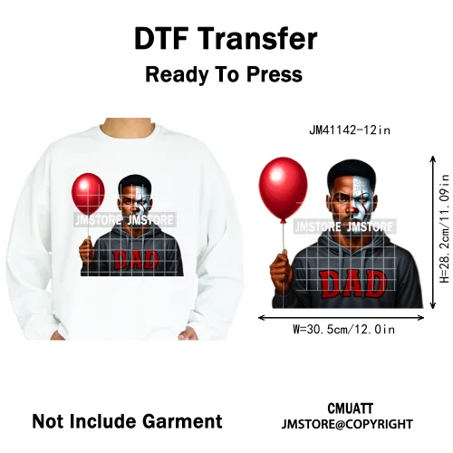 Halloween Spooky Afro Dad Scary Movie Smoking Character Costume Design Iron on DTF Transfer Stickers Ready to Press for Clothing