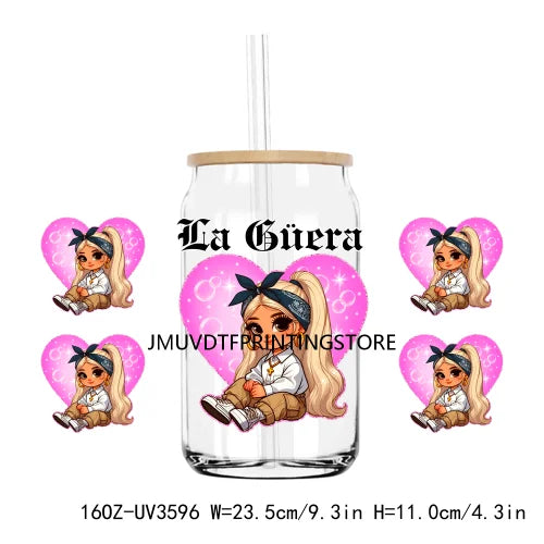 Chicano La Sad Girl Couple 16OZ UV DTF Cup Wrap Transfer Stickers Custom Labels DIY Waterproof Logo For Libbey Glass Can Hearts