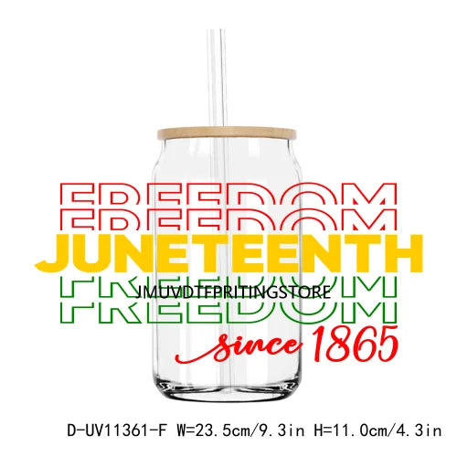 Celebrate 1865 Juneteenth Hope UV DTF Transfer Stickers Decals For Libbey Cold Cups Mug Tumbler Waterproof DIY Craft Black Power