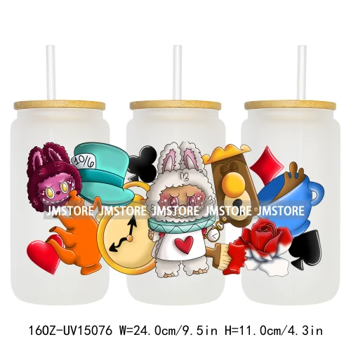 Fashion Princess Monster Doll 16OZ UV DTF Cup Wraps Ready To Apply Waterproof Transfer Stickers For Libbey Glass Can Tumbler