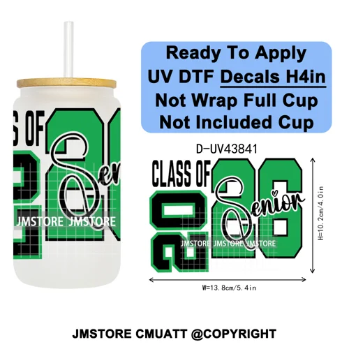 Graduation Crew 2026 Senior UV DTF Transfer Stickers Decals Ready To Apply Good Quality Prints For Libbey Cold Cup Mug Bottle