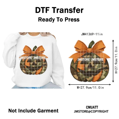 Preppy Coquette Halloween Floral Fall Pumpkin Spooky Season Iron on Washable DTF Transfers Stickers Ready to Press for Clothing