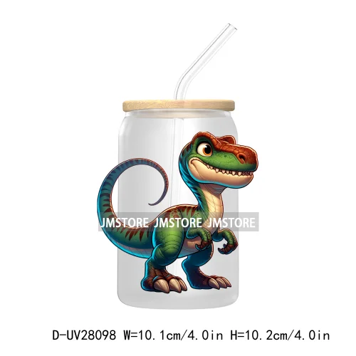 Cute Baby Dinosaur Kids Gift UV DTF Transfer Stickers Decals For Libbey Cold Cups Mugs Tumbler Waterproof Craft Cartoon Animals