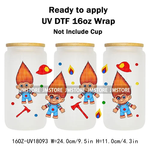 Halloween Pumpkin Spice Magical Cartoon 16OZ UV DTF Cup Wraps Ready To Apply Waterproof Transfer Stickers For Libbey Glass Can