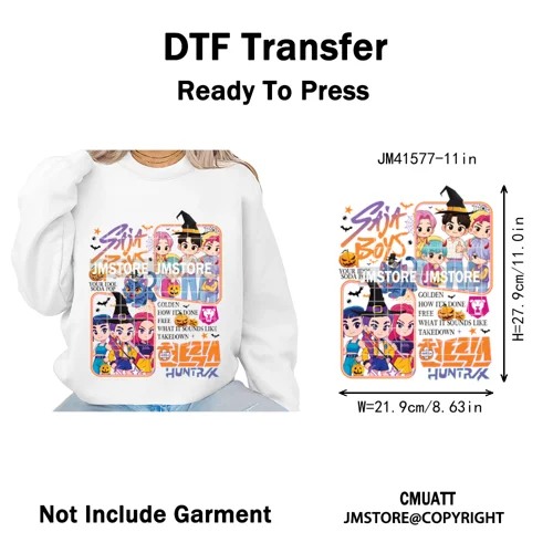 Cartoon Kpop Spooky Boys Girls In This House Era Halloween Iron on DTF Washable Transfers Stickers Ready to Press for Clothes