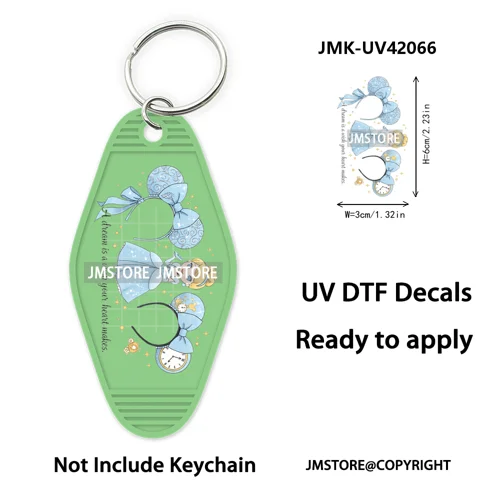 Coquette Bow Magical Mouse Cartoon UV DTF Motel Keychain Decal Ready To Ship Durable Transfer Stickers Prints For Hotel Keychain