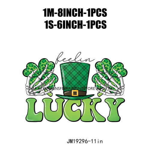 DIY Peace Love Luck Happy St Patrick's Day Design Printing Feeling Lucky Green Shamrocks DTF Transfer Stickers For Clothing