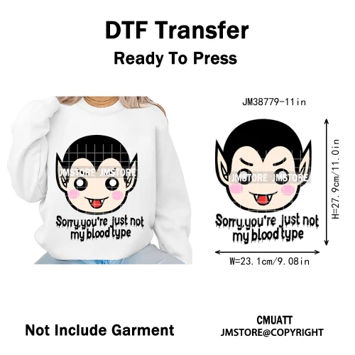 New Sarcastic Halloween Snarky Inspire Quotes Printing Iron on DTF Washable Transfers Stickers Ready to Press for Clothing Bags