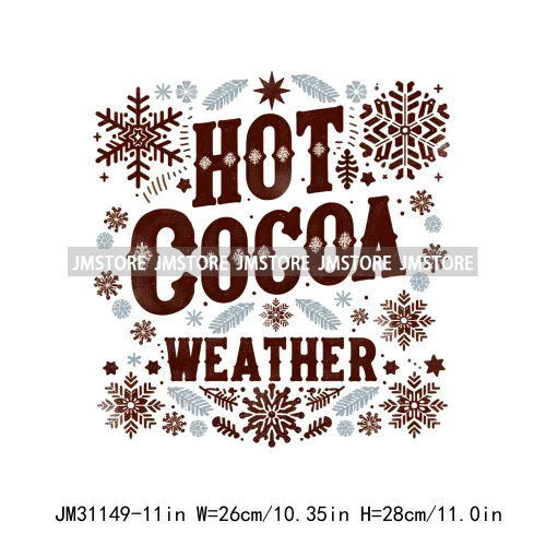 Hot Cocoa Weather Christmas Crew Griswold's Tree Farm Santa North Pole Iron On DTF Transfers Stickers Ready To Press For Hoodies