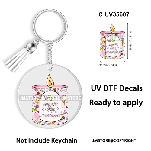 Spicy Books Positive Quotes Romance Book Club WaterProof Logo Ready To Apply UV DTF Stickers For Round Circle Keychain Keyring