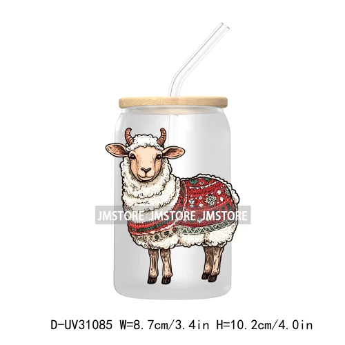 Howdy Highland Cow Christmas Cowboy Western Country Christmas UV DTF Transfer Stickers Decals For Libbey Cold Cups Mugs Tumbler