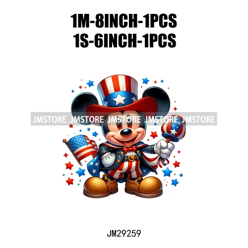 Washable Cartoon Animal 4th Of July Independence Day Freedom Iron On DTF Transfers Stickers Ready To Press For Clothing