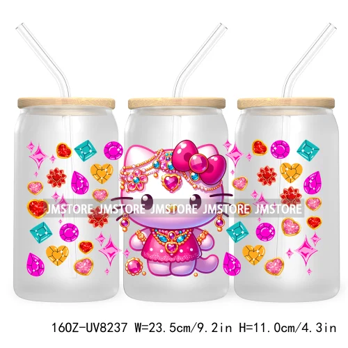 Best Friends Princess Coquette Bow UV DTF Sticker For 16OZ Libbey Glass Cup Can Wrap Transfer Stickers Custom Label Logo Cartoon