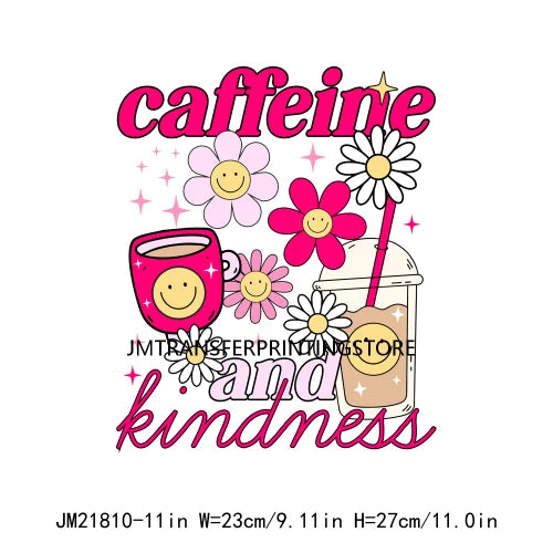 DIY Good Vibes Anxious But Cute Hot Girl Express Caffeine And Kindness Positive Quotes DTF Transfer Stickers For T-shirts Bags