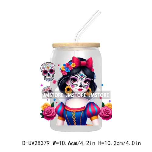 Mexican Little Princess UV DTF Transfer Stickers Decals For Libbey Cold Cups Mugs Tumbler Waterproof Craft Day of the Dead Girls