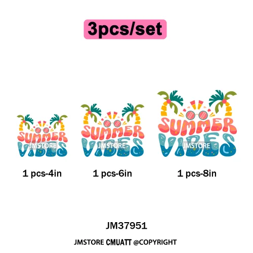Hello Summer Beach Vibes Stay Cool Live In Sunshine Hot Mom Cowgirl Iron on DTF Transfers Stickers Ready to Press for T-shirts