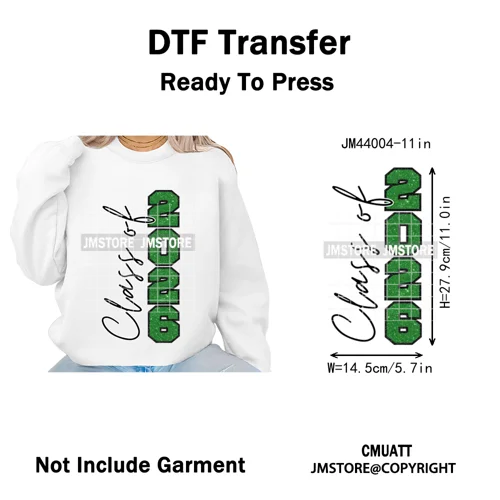 Faux Glitter Senior Class of 2026 High School Graduate Reunion Iron on Washable DTF Transfer Stickers Ready to Press for Clothes