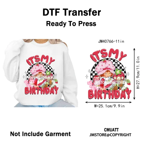 Best Friends Birthday Cute Little Berry Girl Coquette Character Design Iron on DTF Transfers Stickers Ready to Press for Textile