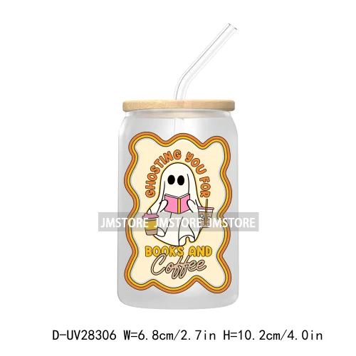 Spooky Ghost Boo Halloween Tis The Season UV DTF Transfer Stickers Decals For Libbey Cold Cup Mugs Tumbler Waterproof Book Ghoul