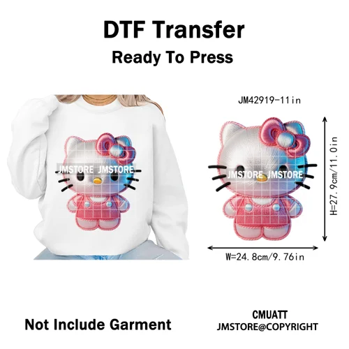 Scarf Christmas Cartoon Movie Mouse Friends Faux Yarn Embroidery Iron on DTF Transfers Stickers Ready to Press for Sweatshirts