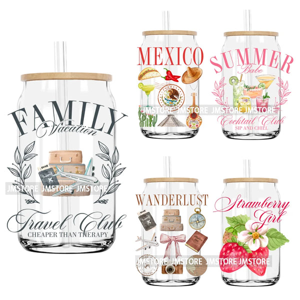 Familly Vocation Quotes UV DTF Transfers Stickers Decals For Libbey Cold Cups Mugs Tumbler Waterproof DIY Craft Logo Summer Babe