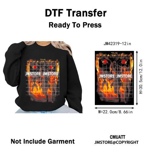 12in Retro Halftone Movie Halloween Spooky Popular Shows Iron on DTF Washable Transfers Stickers Ready to Press for Hoodies