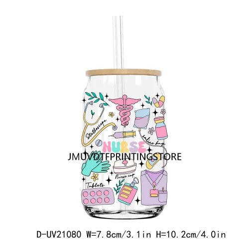 Medical Career UV DTF Transfers Stickers Decals For Libbey Cold Cups Mugs Tumbler Job Nurse Dental Assistant Waterproof DIY Logo