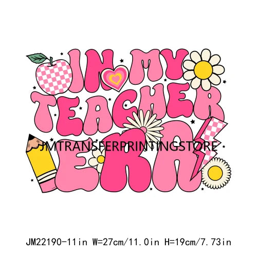 In My Teacher Era Teach Love Watch Logos Teacher Word Teaching Fills My Heart Teacher's Day DTF Transfer Stickers For Hoodies