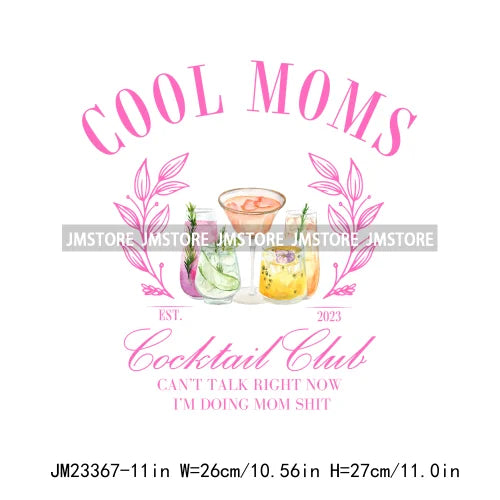 Cool Moms Self Love Club Dog Cat Mom Stuff Vibes Iced Coffee Social Club Coquette Bow Bookish DTF Transfer Stickers For Clothes