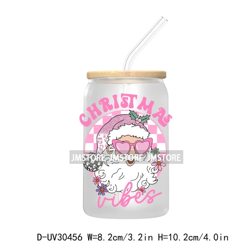 Coquette Christmas Bow Santa Claus UV DTF Transfer Stickers Decals For Libbey Cold Cups Mugs Tumbler High Quality Howdy Season