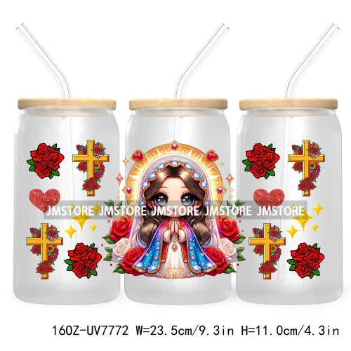 Beautiful Chicana Latina Woman Rose 16OZ UV DTF Cup Wrap Transfers Stickers For Libbey Glass Can Cups Tumbler Waterproof Craft