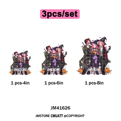 Happy Hunting Halloween Kpop Pumpkin Witch Boys Girl Dinner Iron on DTF Washable Transfers Stickers Ready to Press for T-shirts