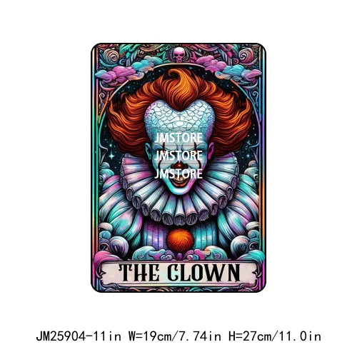 Spooky Horror Halloween Designs Killer King Ghost Death Tarot Card DTF Iron On Transfer Stickers Ready To Press For T-shirt Bags