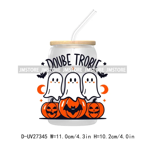 Spooky Ghost Halloween Autumn Pumpkin Season UV DTF Transfer Stickers Decals For Libbey Cold Cups Mugs Tumbler Black Cats Boo