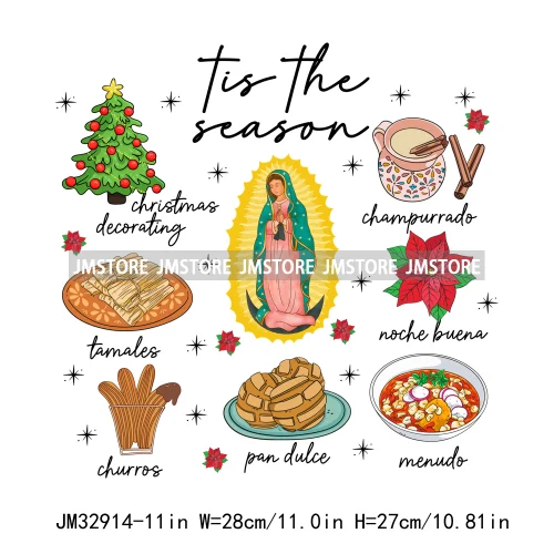 Tis The Season Mexican Christmas Gingerbread Feliz Navidad Concha Xmas Iron On DTF Transfers Stickers Ready To Press T-shirts