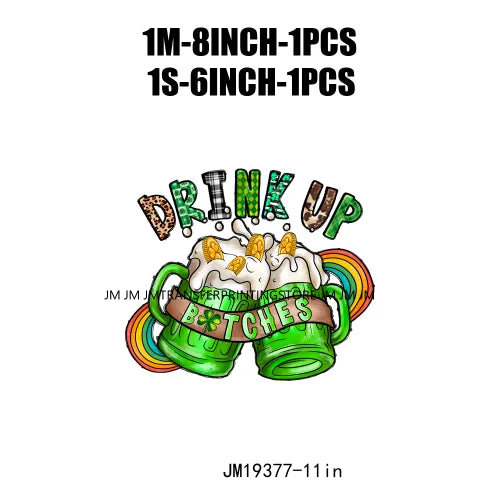 Cheers Lucky Beer Crush Shamrocks Dog Mom Dental Squad Howdy Lucky Irish Day St Patrick's DTF Transfer Stickers Decals For Shirt