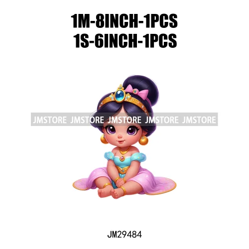 Cute Princess Cartoon Girls Baby Iron On DTF Transfers Stickers Printing Designs Ready To Press For Clothes Bags