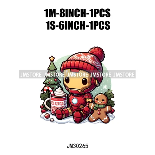 Christmas Cartoon Animal Characters Snow Holiday Santa Tree Gifts Iron On DTF Transfers Stickers Ready To Press For Sweatshirts