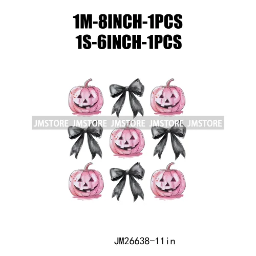 Fashion Halloween Pumpkin Coquette Bow Spooky Vibes Washable Printing DTF Iron On Heat Press Transfer Stickers For Clothing Bags