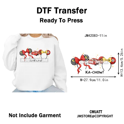 Cute Girls Coquette Magic Kingdom Mouse Ears Cartoon Quotes Iron on DTF Washable Transfers Stickers Ready to Press for T-shirts